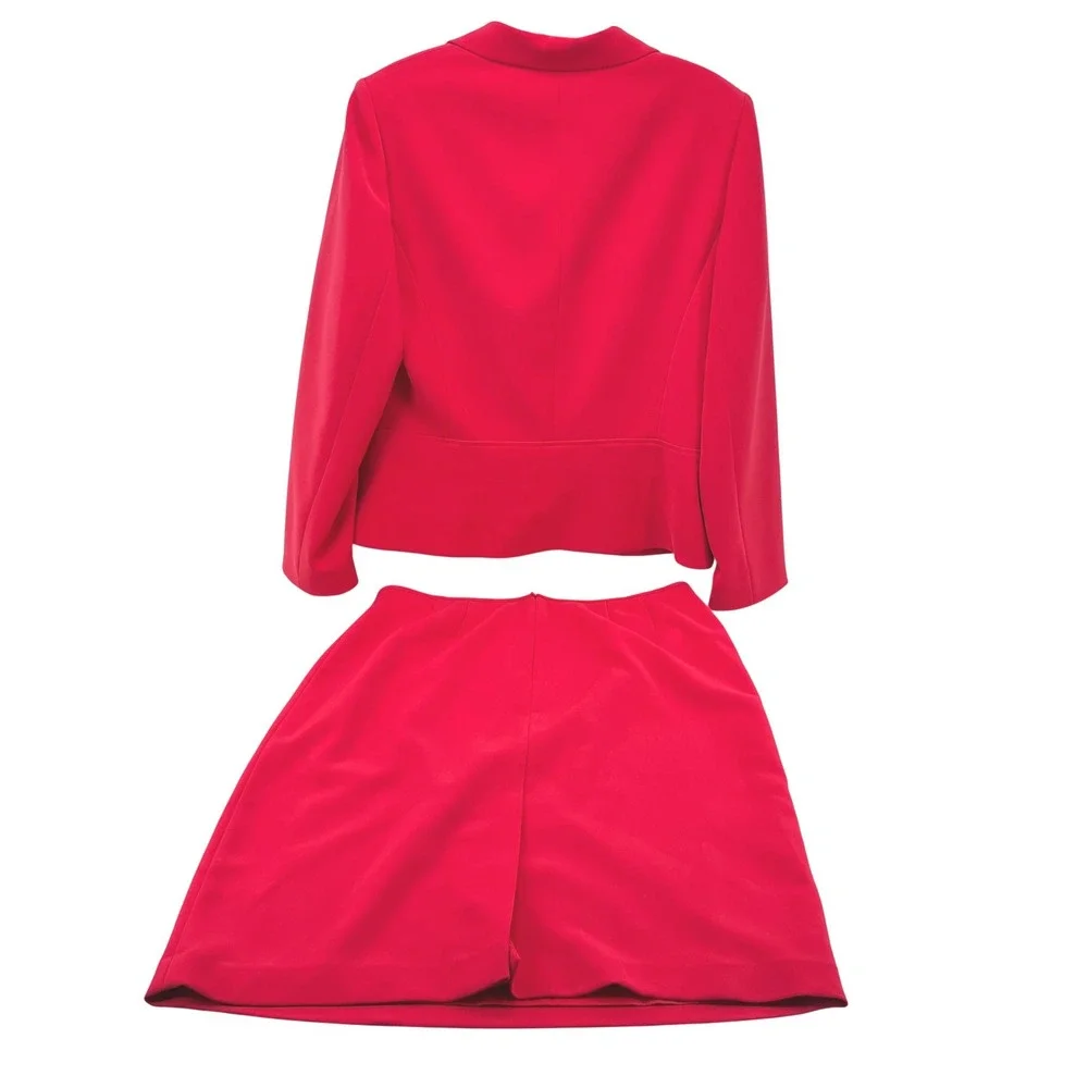 LE SUIT Essentials Pink‎ Blazer Skirt Suit Set Women's Size 14 Two Pc B